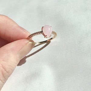 Pink Amethyst Pear Ring Rose Gold Pavé band 8